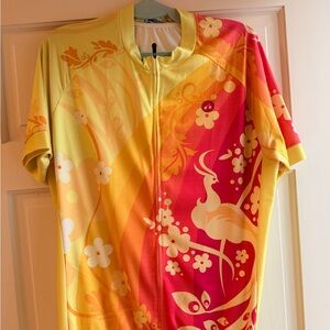 Floral Cycling Jersey in Yellow and Pink XXL